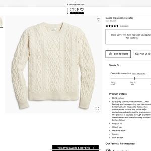 J.Crew Factory off-white cotton cable knit sweater.